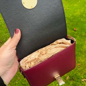 Leather Gold Tone Bag - Burgundy